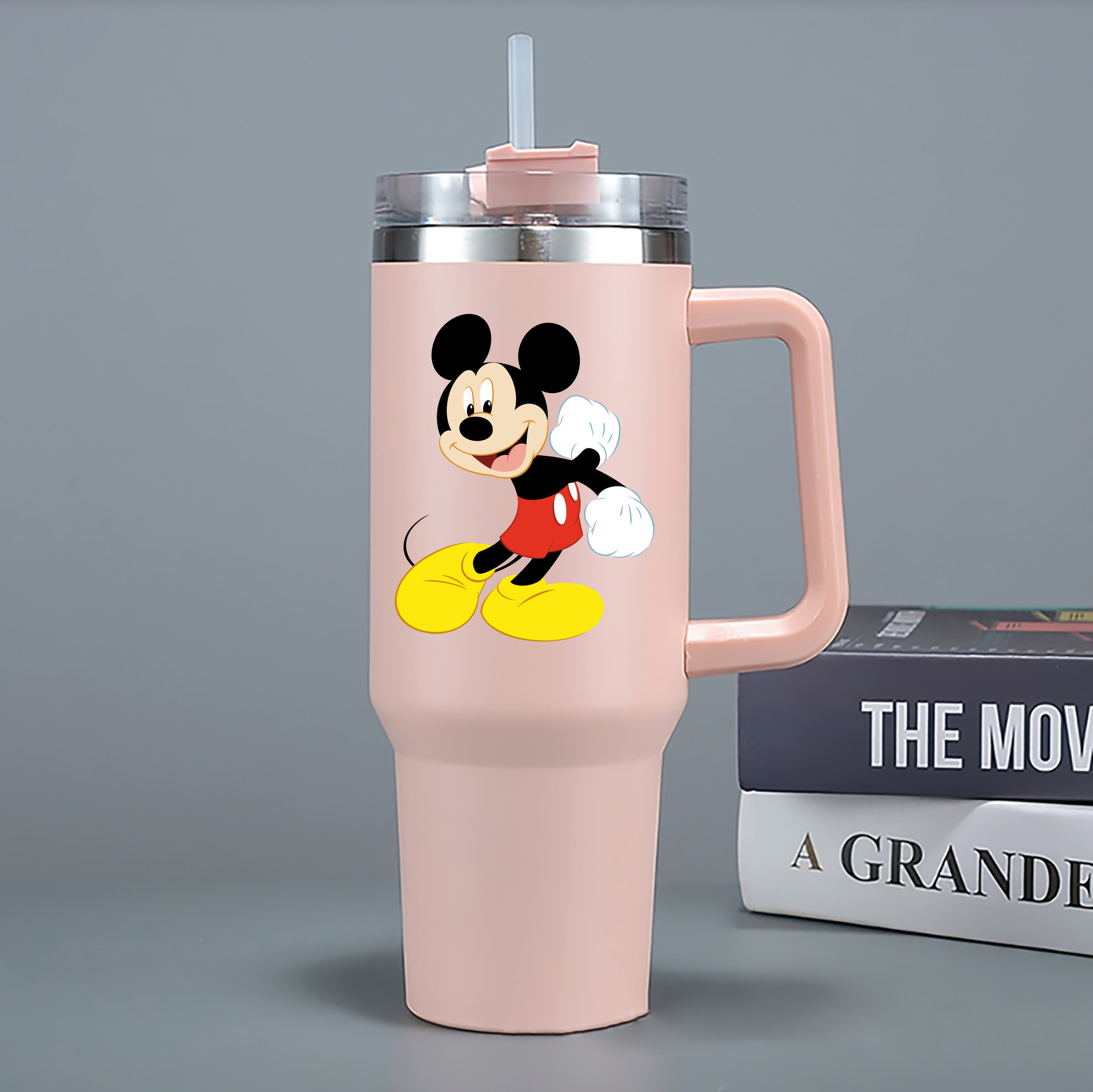 （画像用） ミッキーマウス Mickey Mouse 1200mL車用タンブラー - クリスタルステッカー（プラスチックストロー付き）